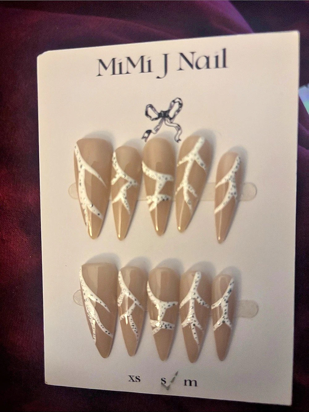 MiMi J Nail Press-On Nails Beige & White NWT